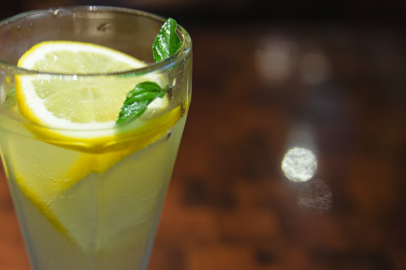 Fresh lemonade in glass with mint